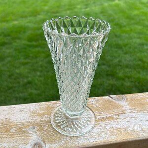Indiana Glass Diamond Point 8” vase